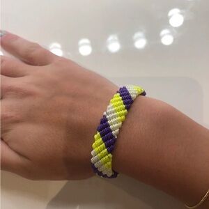 Handmade Purple and Yellow Braided Bracelet